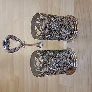 Vintage Soviet Metal Cutlery Holder 1/2" Height 2 1/2" Diameter